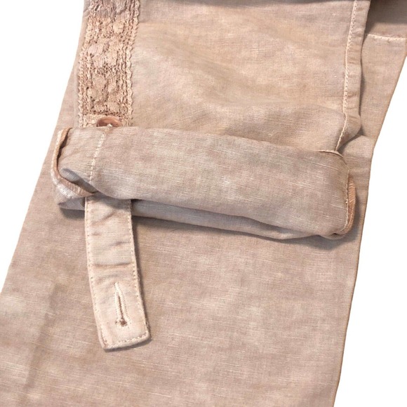 NWOT Sundance Organia Lace Pants Size 12 Linen Cotton Blnd Relaxed Fit Rose Dust - Picture 7 of 9